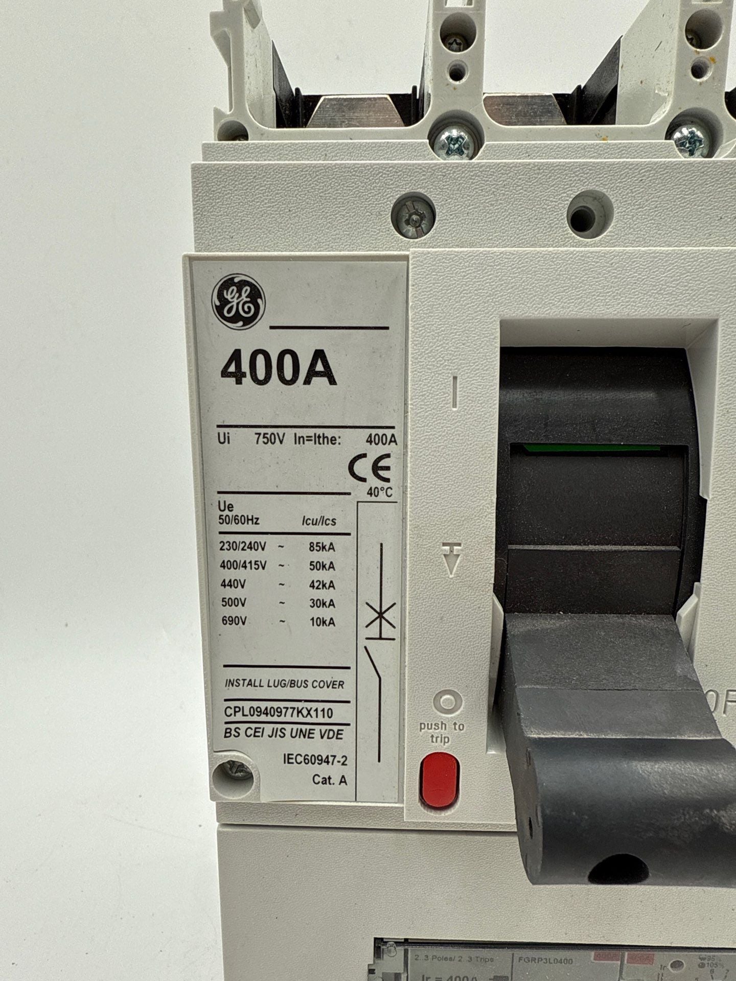 GE FGN36DB400 Circuit Breaker 400A 3P 600V 3PH FGRP3L0400 Trip 400 Amp Used