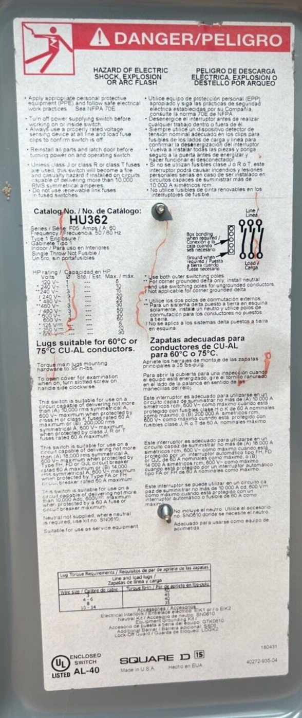 Square D HU362 New