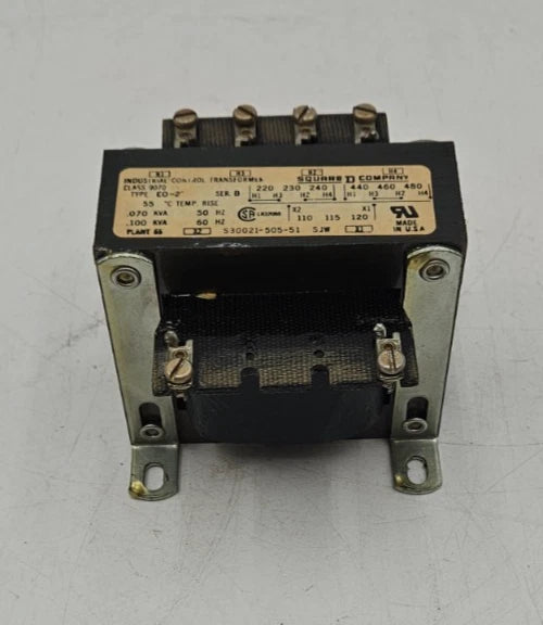 0.100kVA Square D S30021-505-51 Industrial Control Transformer CLASS 9070 480V Used