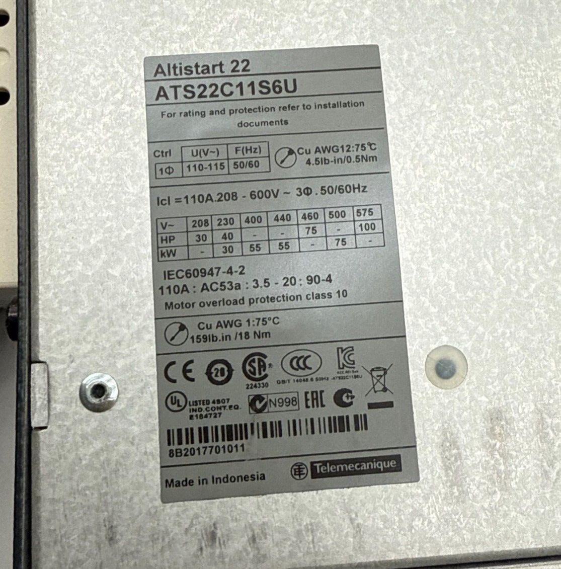 Schneider Electric ATS22C11S6U New