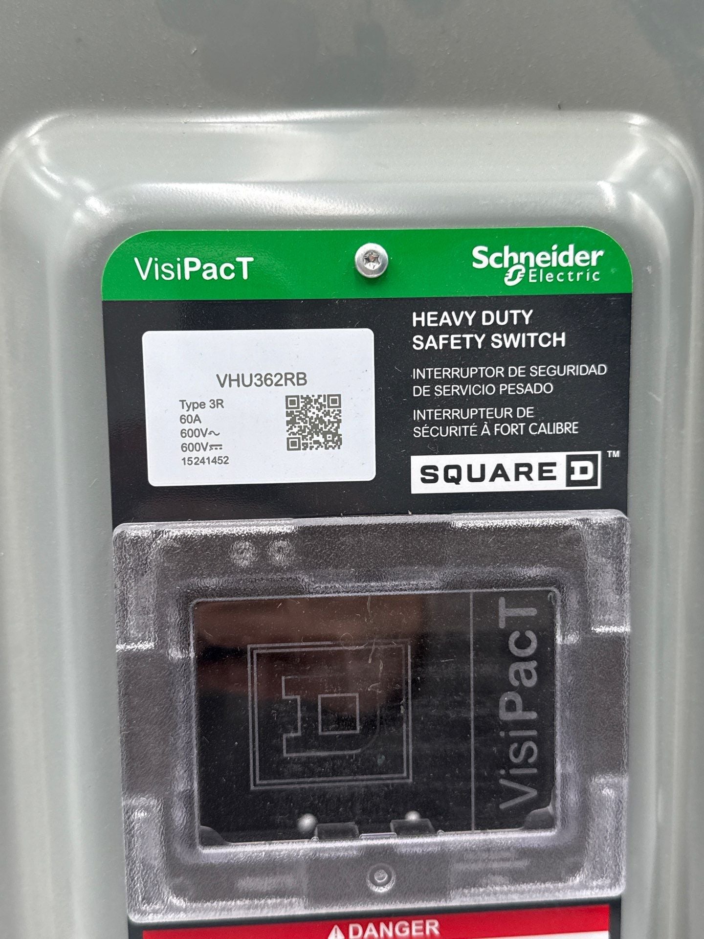 Square D VHU362RB Safety Disconnect Switch 60A 3P 600V VisiPacT 3R Outdoor New