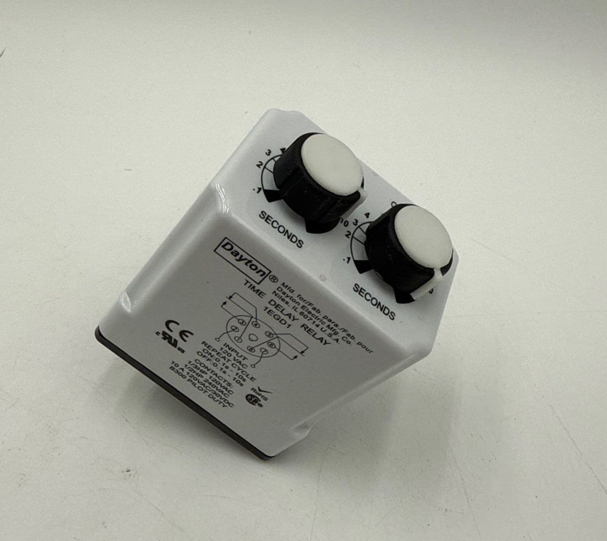 Dayton 1EGD1 Timer DPDT Time Delay Relay 0-10SEC 8 PIN 10A 120V New