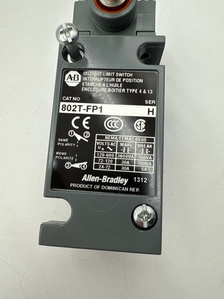 Allen Bradley 802T-FP1 Limit Switch Oiltight Plug In Bulletin 802T New