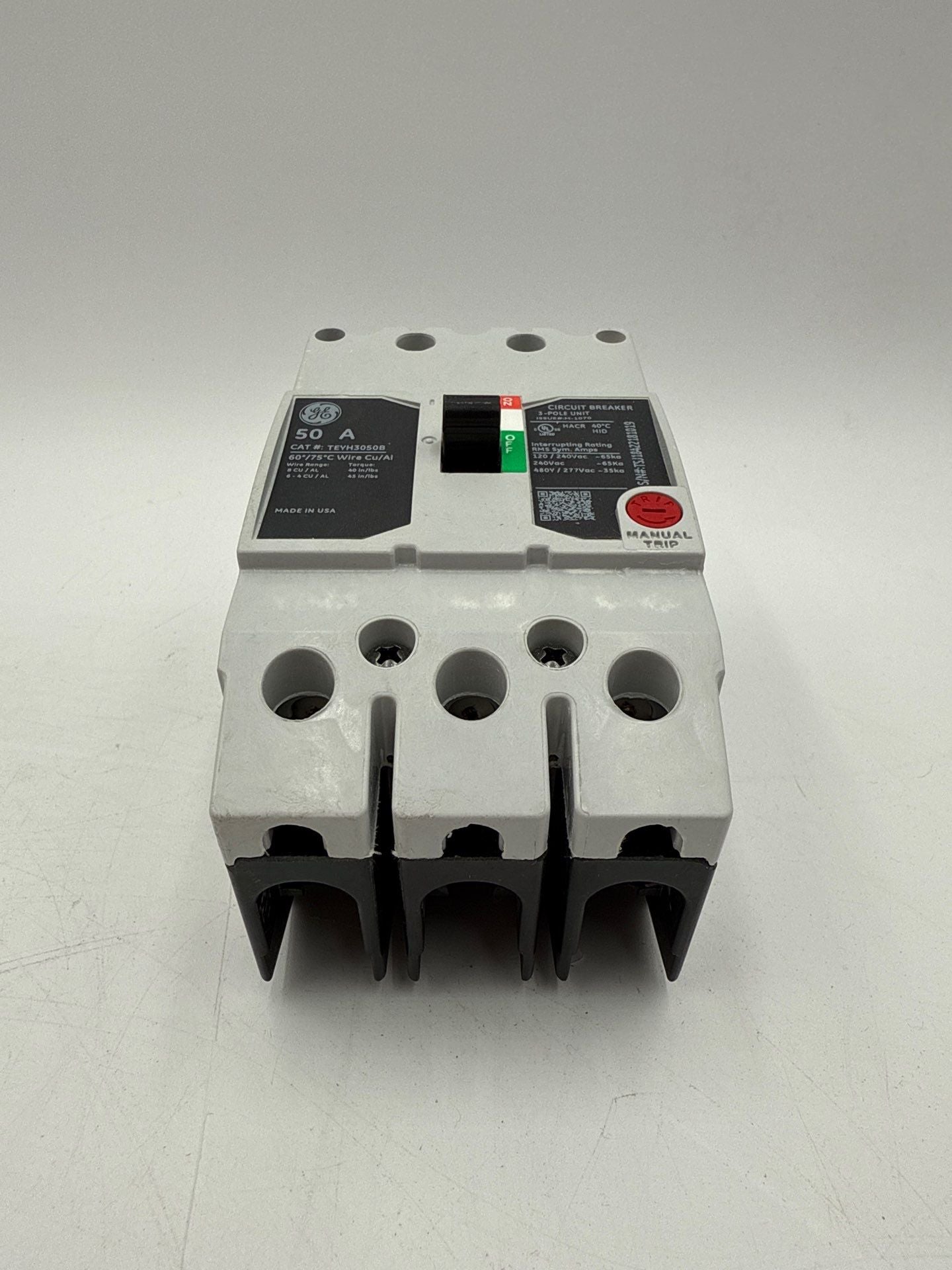 GE TEYH3050B Circuit Breaker 50A 3P 480/277V TEYH 50 Amp 3 Pole Bolt On Used