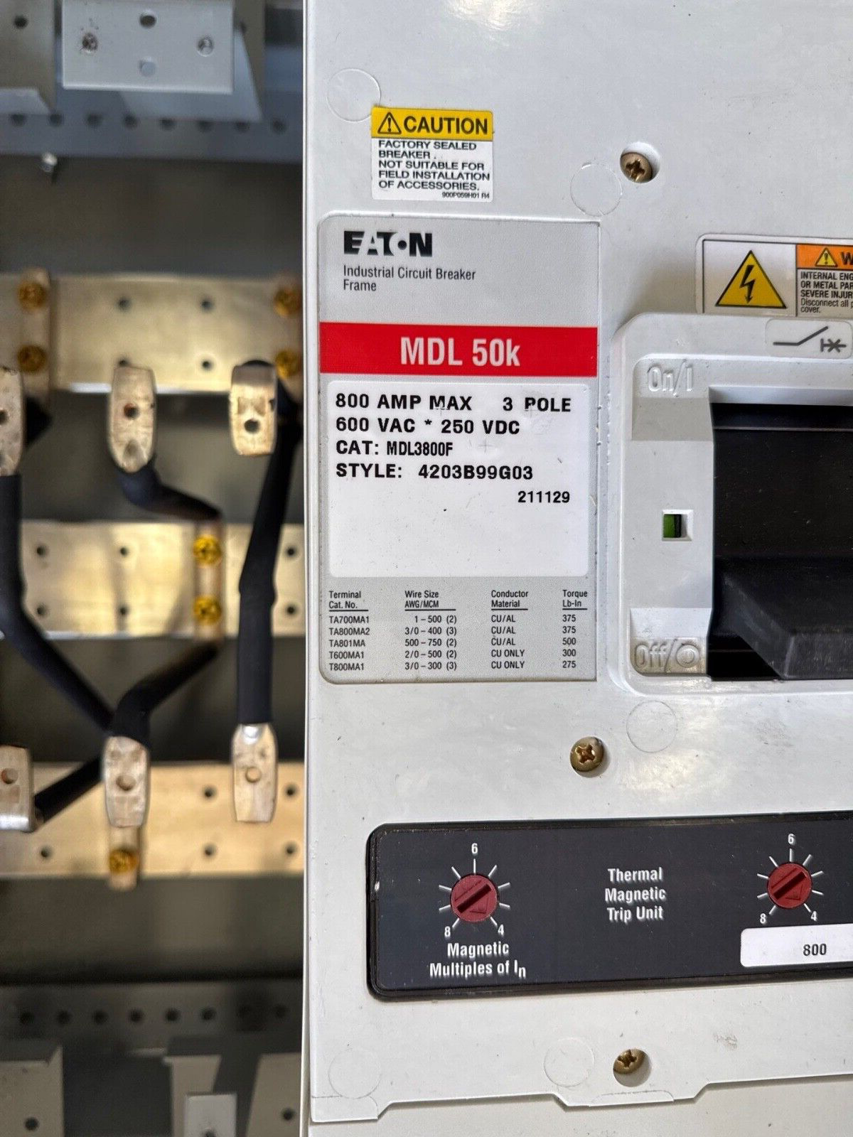 Eaton PRL4B Panelboard 800A 240/120V 3PH 4W Indoor Encl 36 Cir MCB MDL3800F P633-NS New