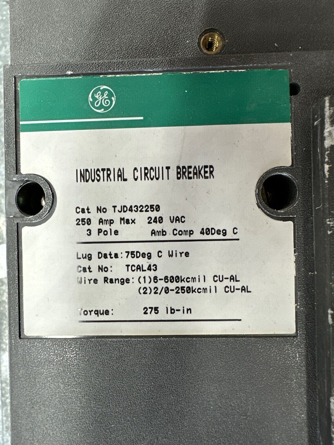 GE PANEL AQF3424CT 400AMP 208/120V 3 PHASE MCB TJD432250 42 CIR NEMA 1 P388 Used