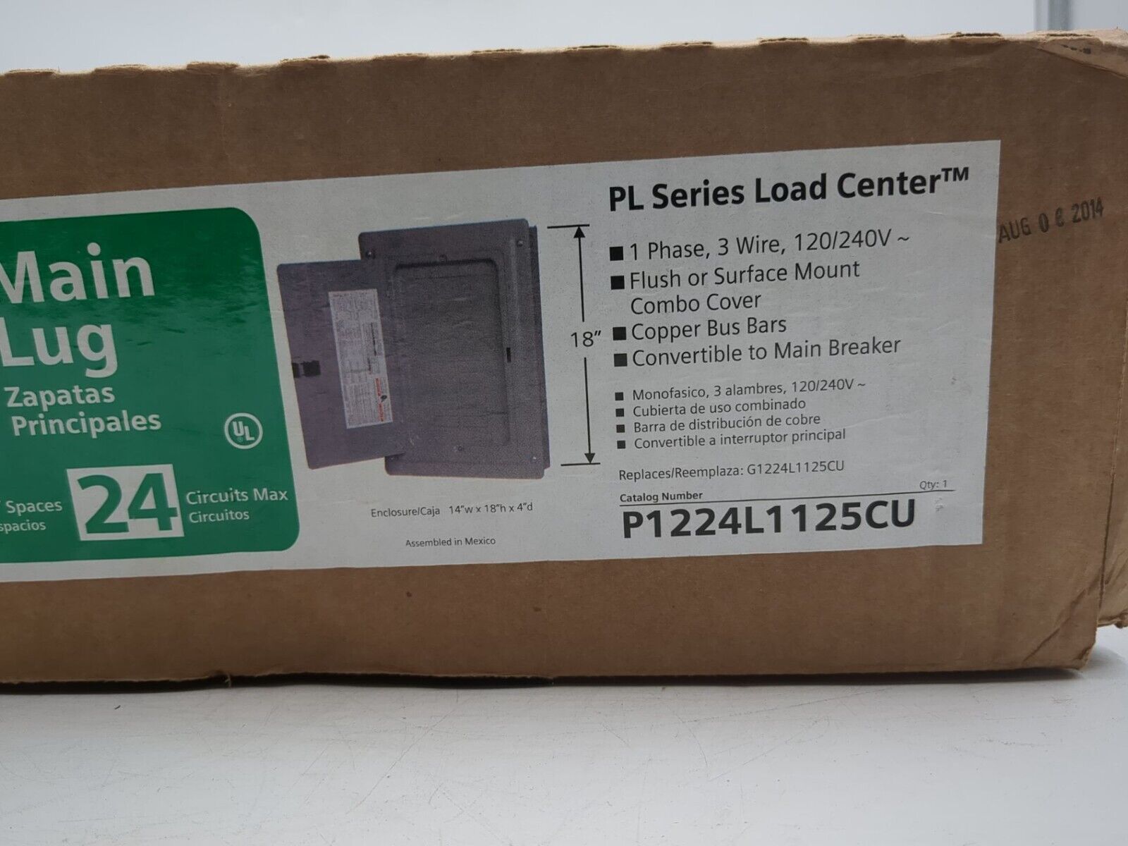 Siemens P1224L1125CU Main Lug Load Center 125A 120/240V Type 1 Indoor 12 Space New