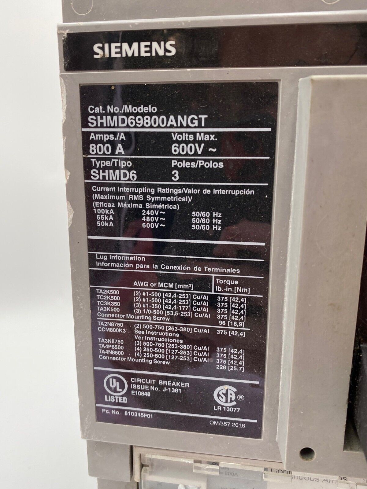 Siemens SHMD69120AGH Used