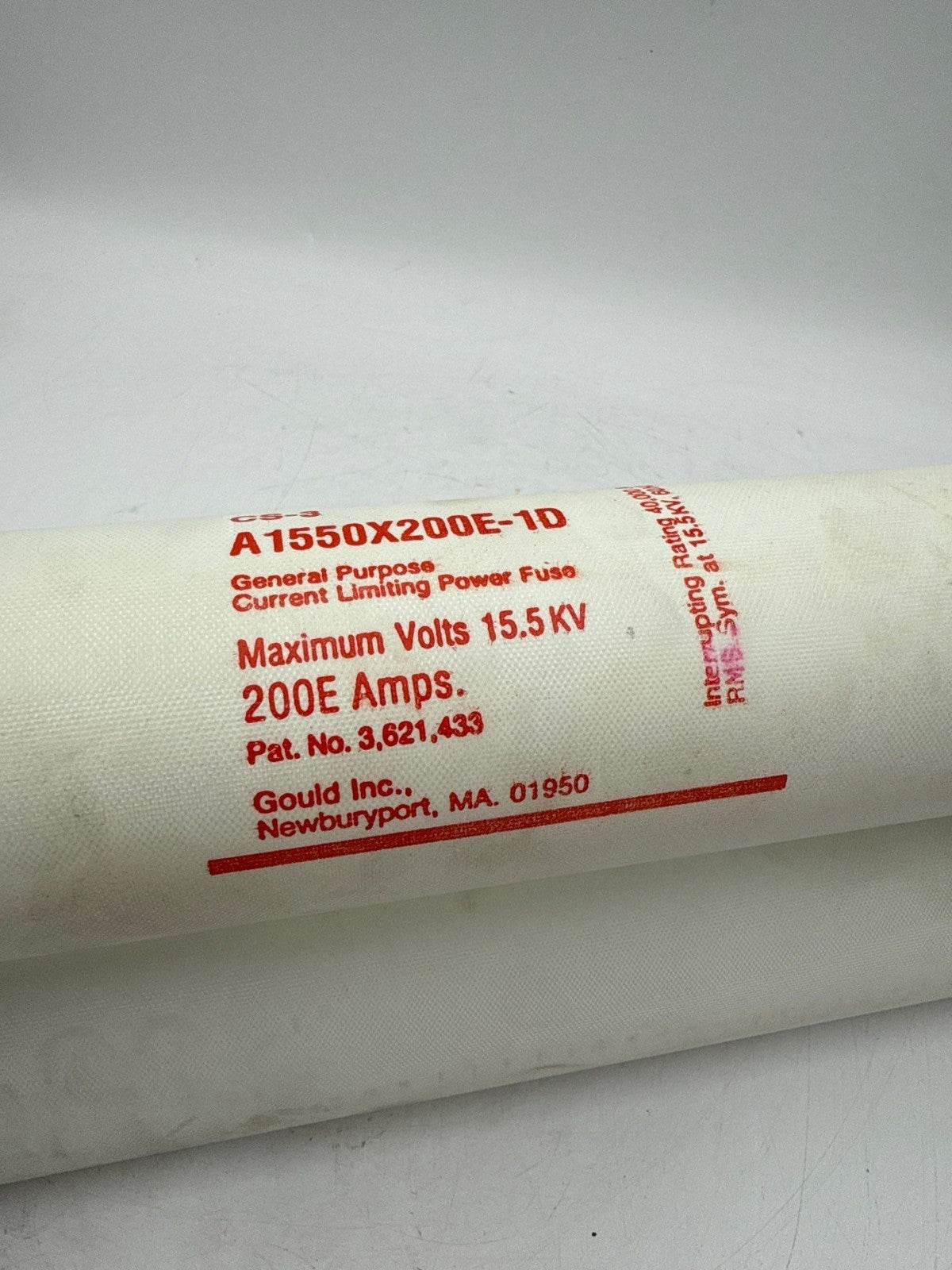 Gould A1550X200E-1D Current Limiting Power Fuse 200E Amps 15.5kV AmpTrap New