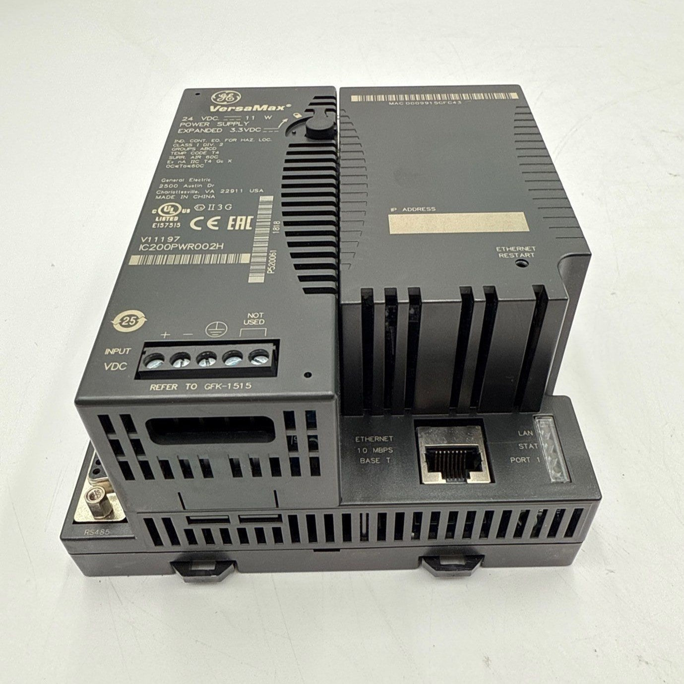 GE IC200CPUE05-LT VersaMax CPU Module With IC200PWR002H Power Supply 24VDC Used