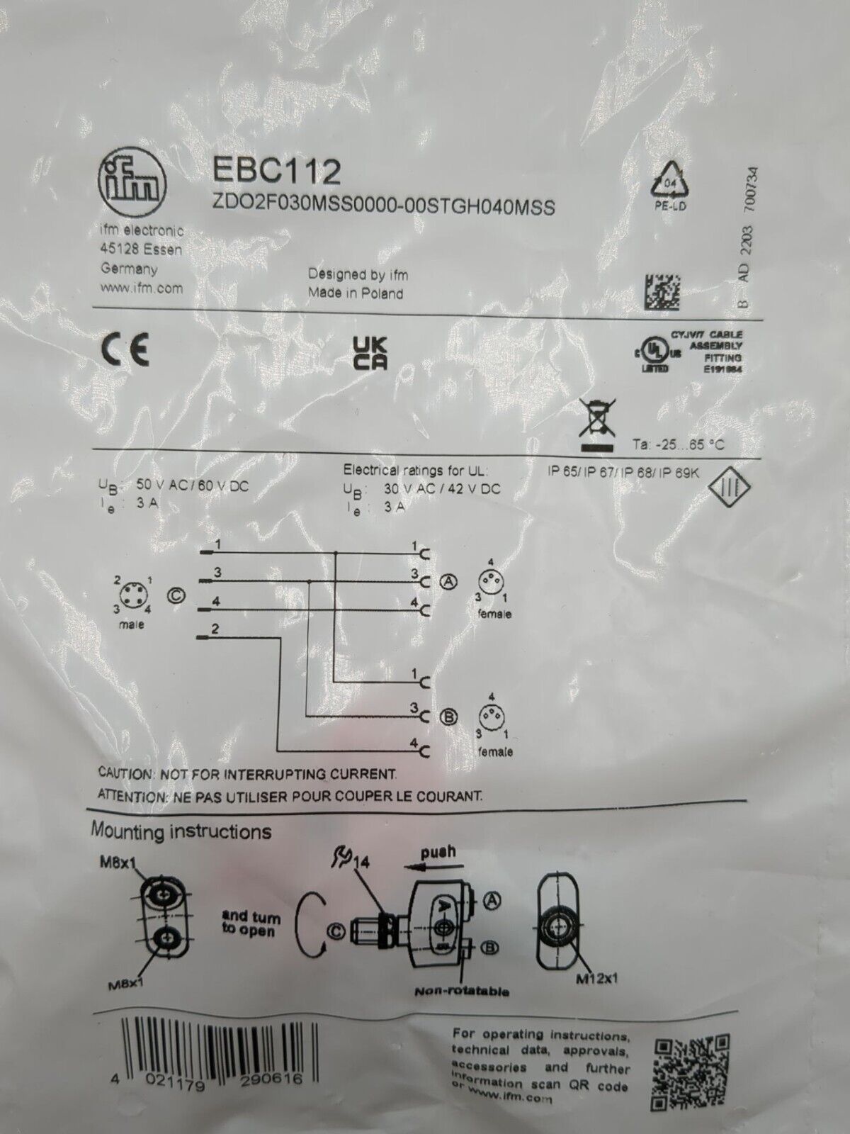 IFM ADOGF040MSS0010H04-EVC152 New