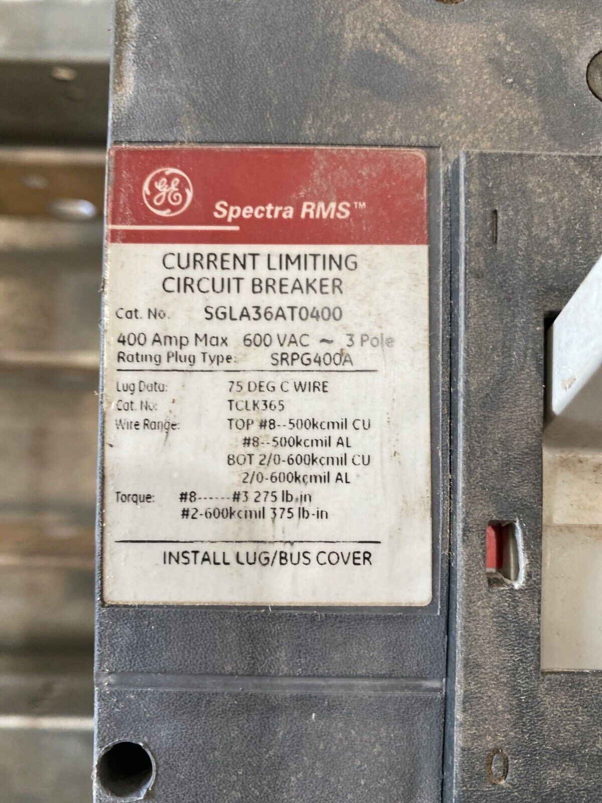 GE APNB Bolt On Panelboard 400A 480/277V 3PH 4W Indoor Encl MCB SGLA36AT0400 P497 Used