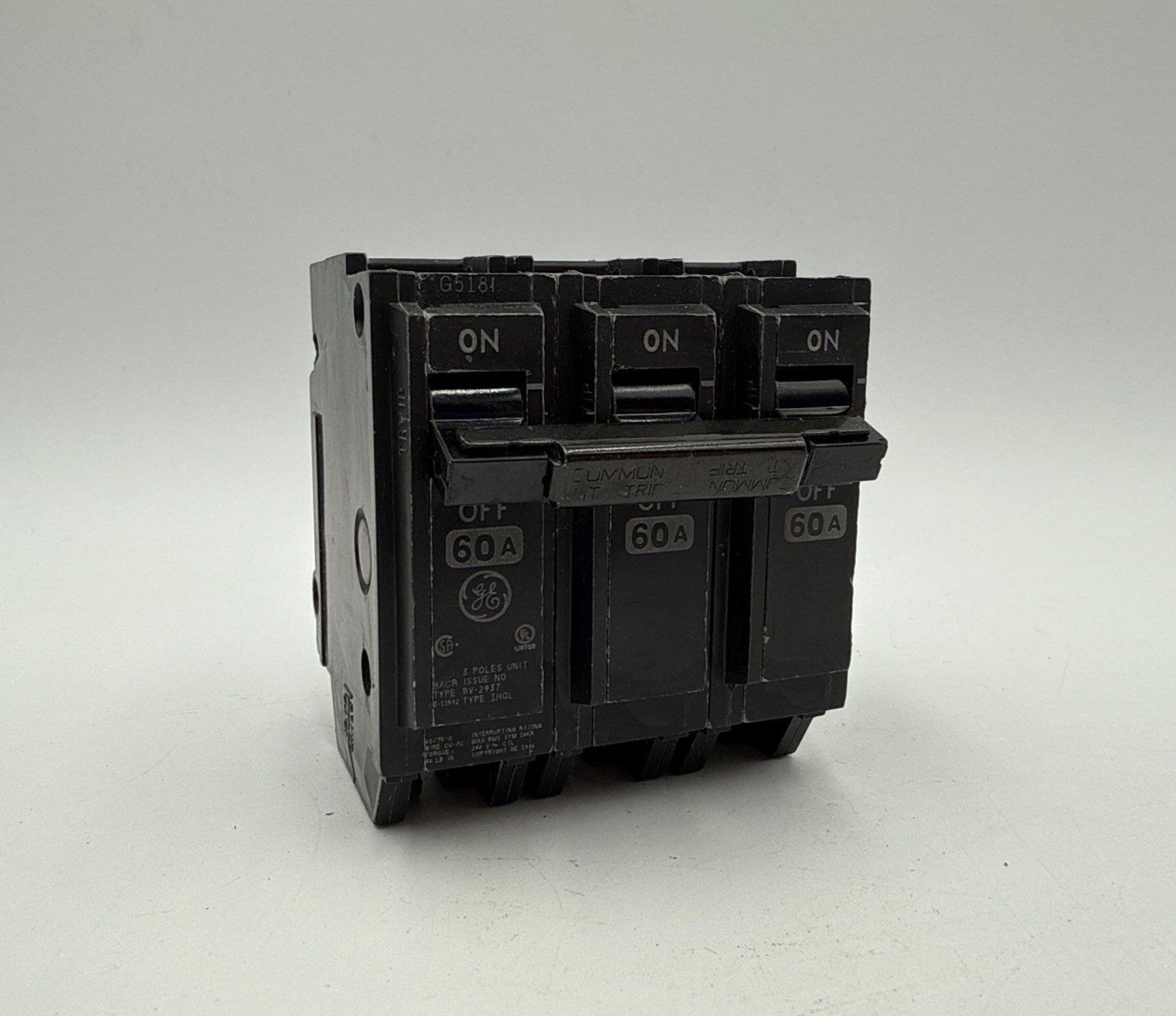 GE THQL32060 Plug On Circuit Breaker 60A 3P 240V THQL 60 Amp 3 Pole Used