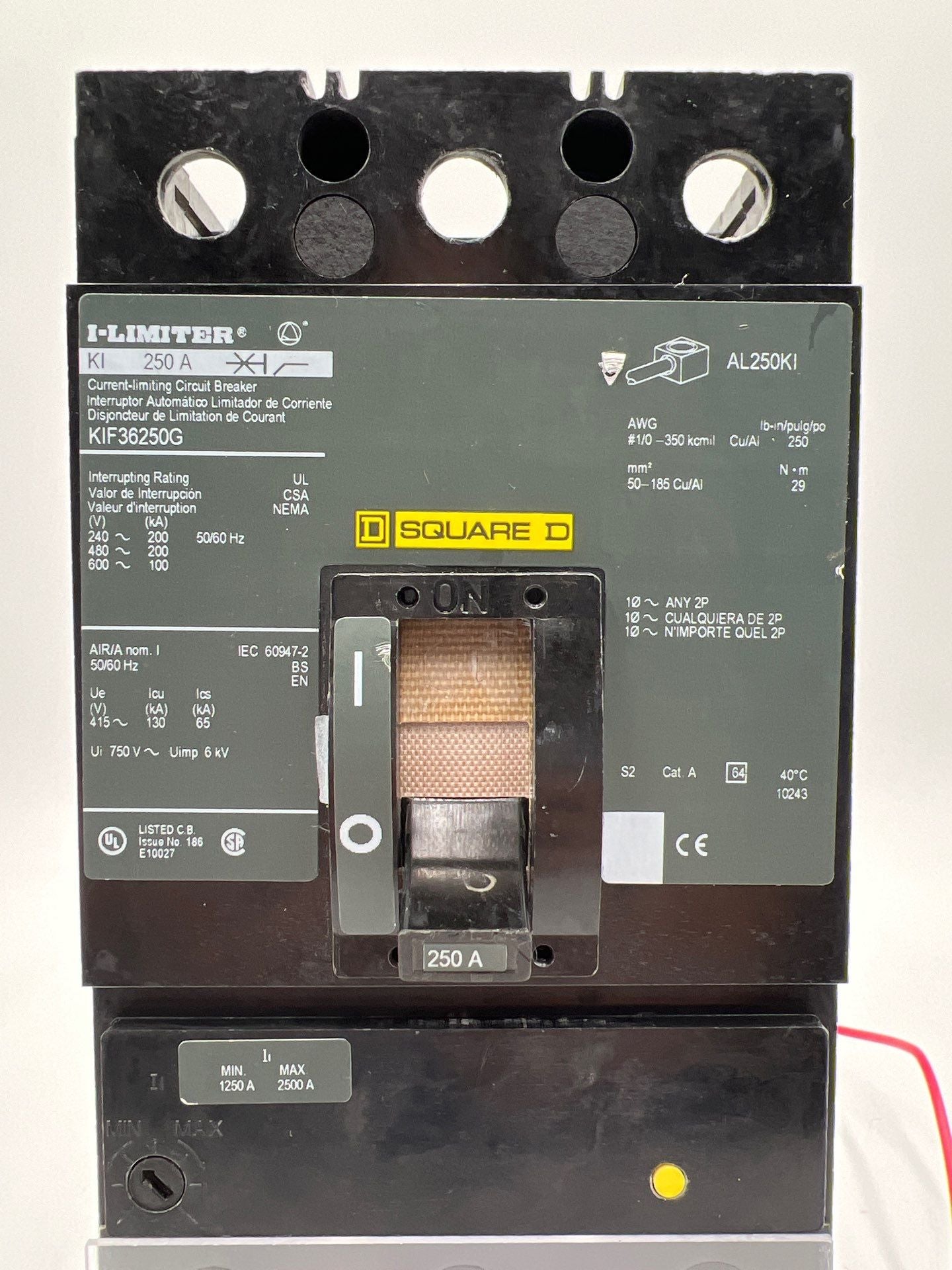 Square D KIF36250G Circuit Breaker 250A 600V 3P 250 Amp Ground Fault GFM250KA Used