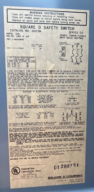 Square D SQD H323N Used