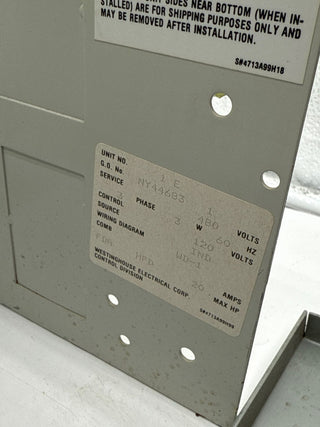 Eaton Freedom 2100 12" 20A MCC Feeder Bucket HFD3020L 65k Breaker Used