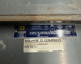 SQD NQOD442L225CU Panelboard 225A 208Y/120V 3PH 4W 42 CIR 225 Amp MLO Main Lug P308 Used