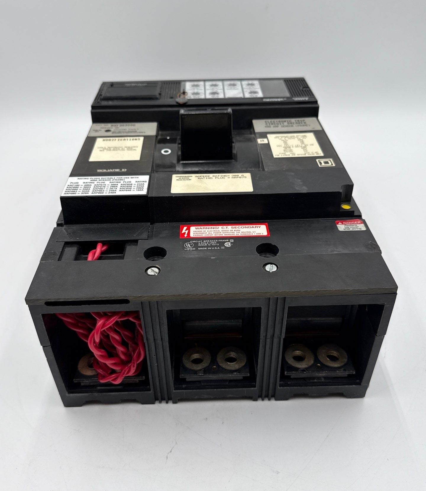 Square D MXF36300G Circuit Breaker 300A 3P 600V MXF 300 Amp Ground Fault LSIG Used