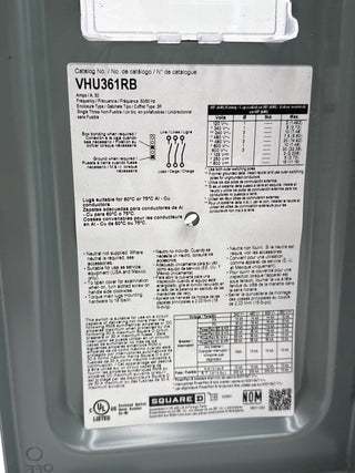 Square D VHU361RB Safety Disconnect Switch 30A 3P 600V VisiPacT 3R Outdoor New