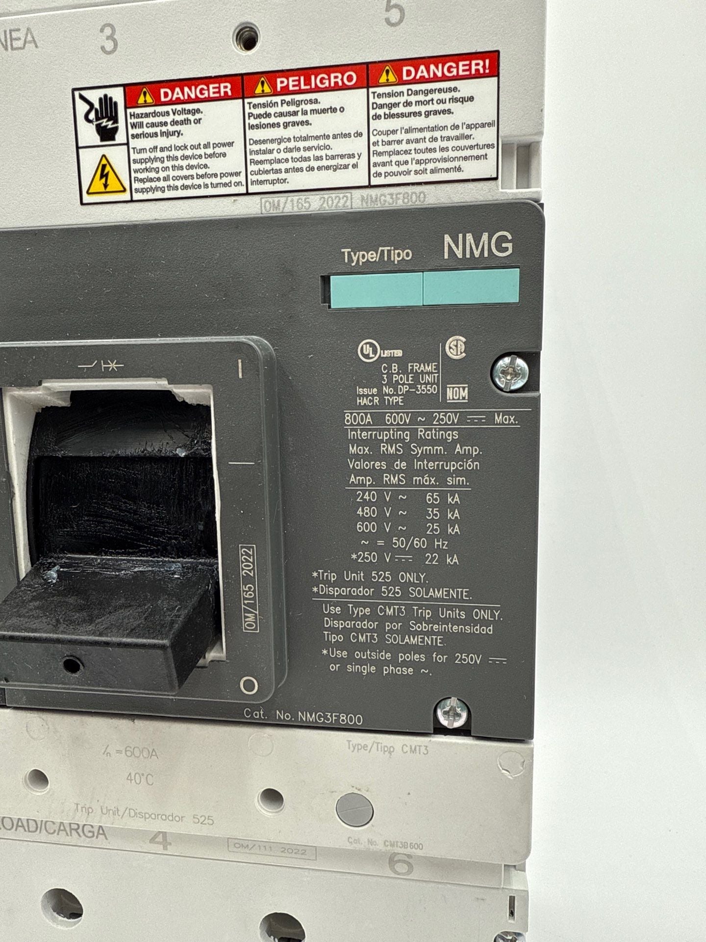 Siemens NMG3B600L Circuit Breaker 600A 3P 600V 3PH NMG 600 Amp 3 Pole New