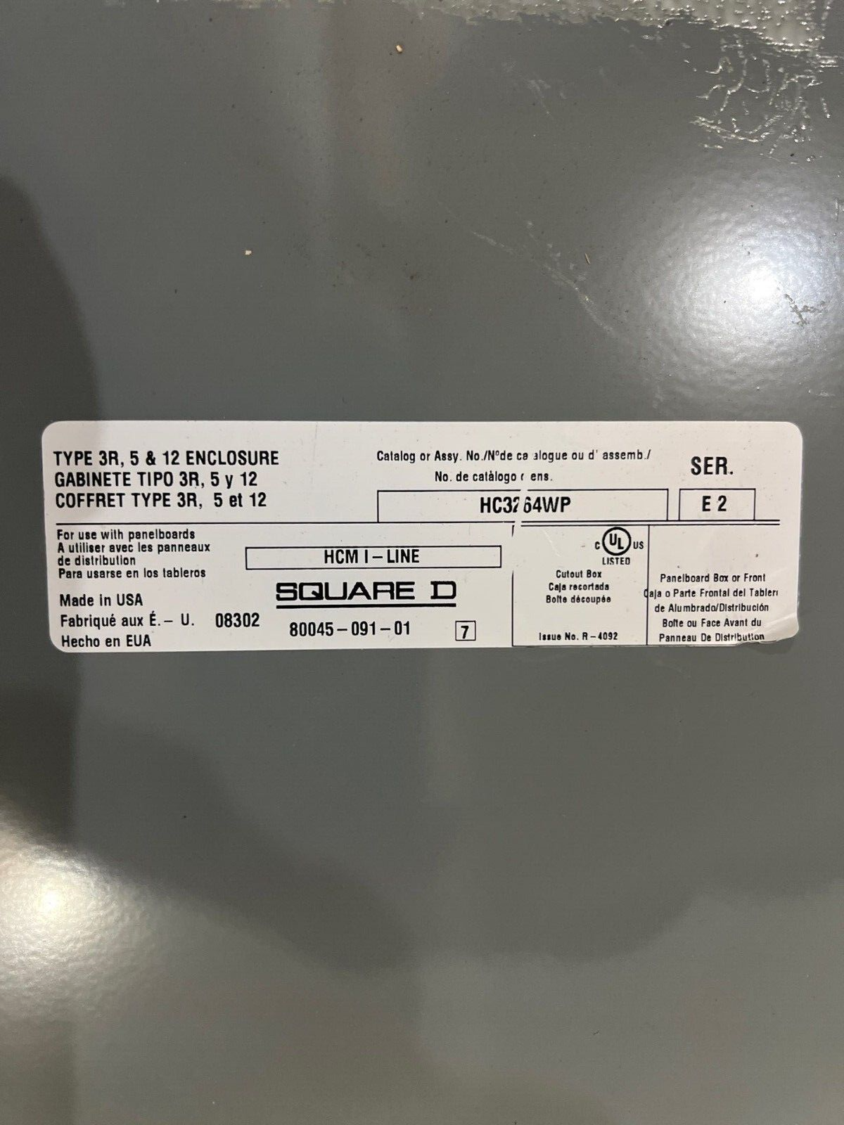 Square D HCM I-Line Panelboard 225A 480V 3PH 3W MCB 30 Circuit 3R Outdoor Encl P611 Used