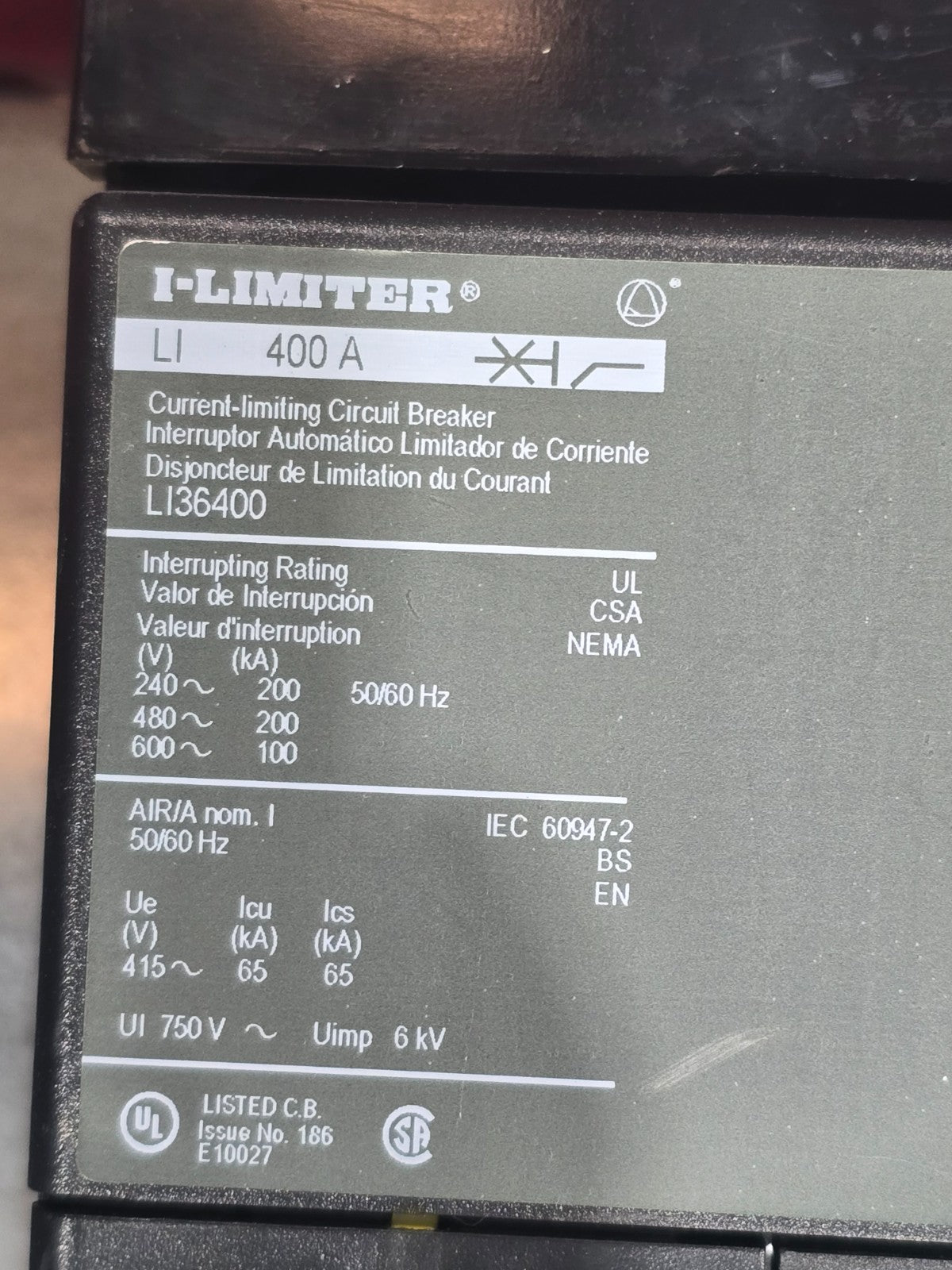 Sq D HCP I-Line Panel 400A 480V 3PH 3W MCB 400 Amp Panelboard LI36400 3R Encl Used