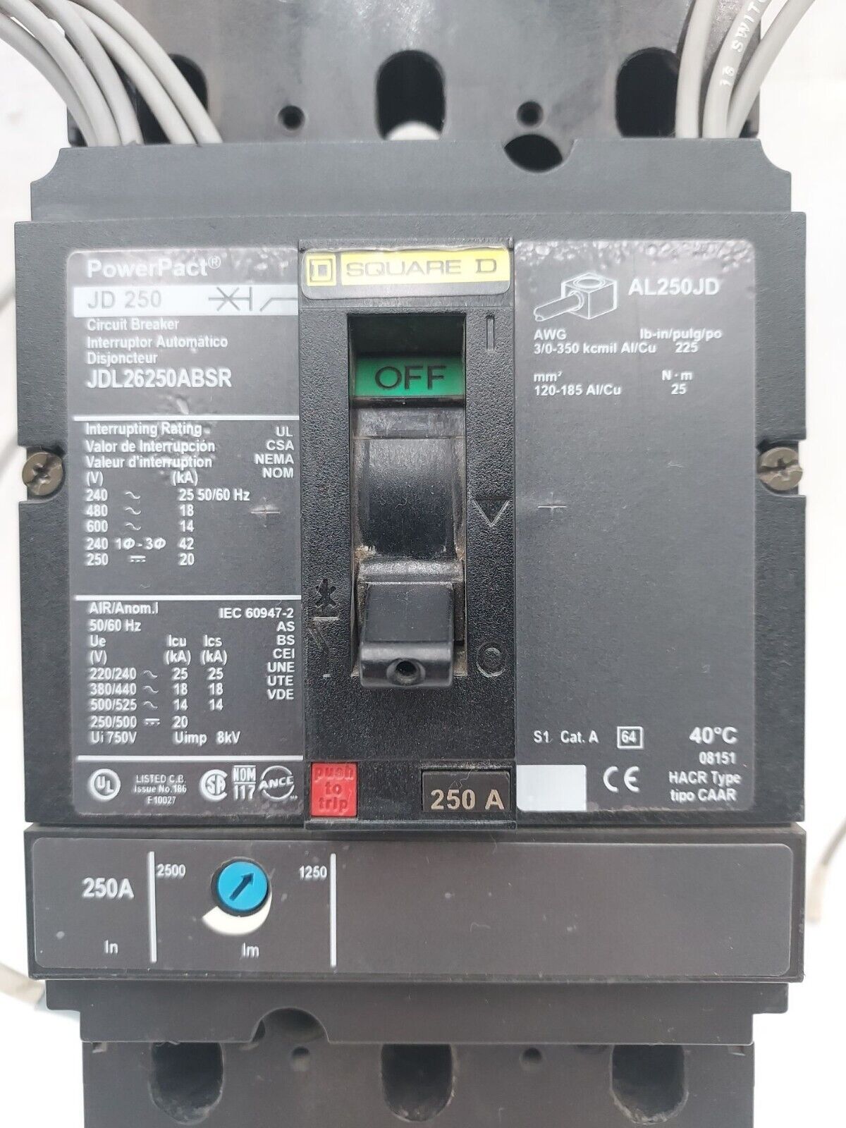 Square D JDL26250ABSR Used