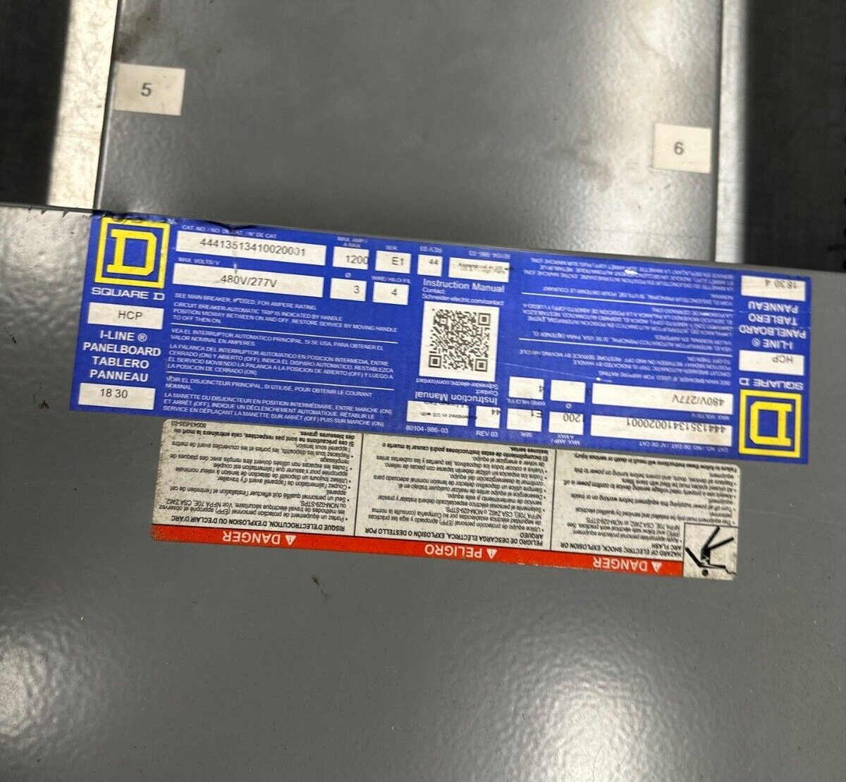 Square D HCP I-Line Panelboard 1200A 480V/277V 3PH 4W 18 Circuit 1200 Amp MLO P495 Used