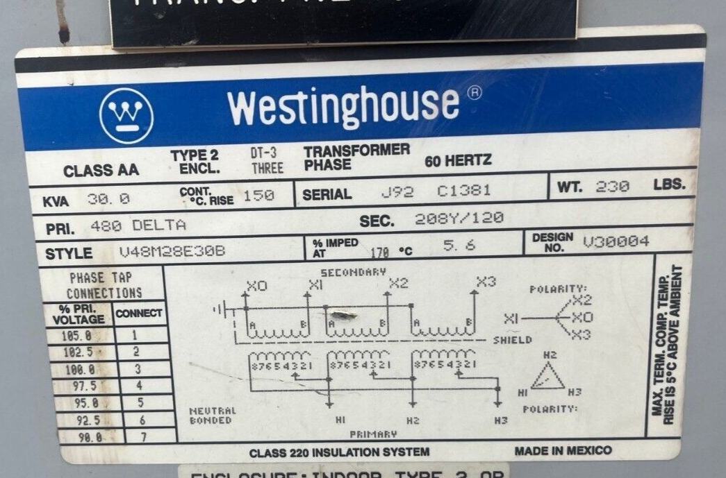 Westinghouse V48M28E30B Used