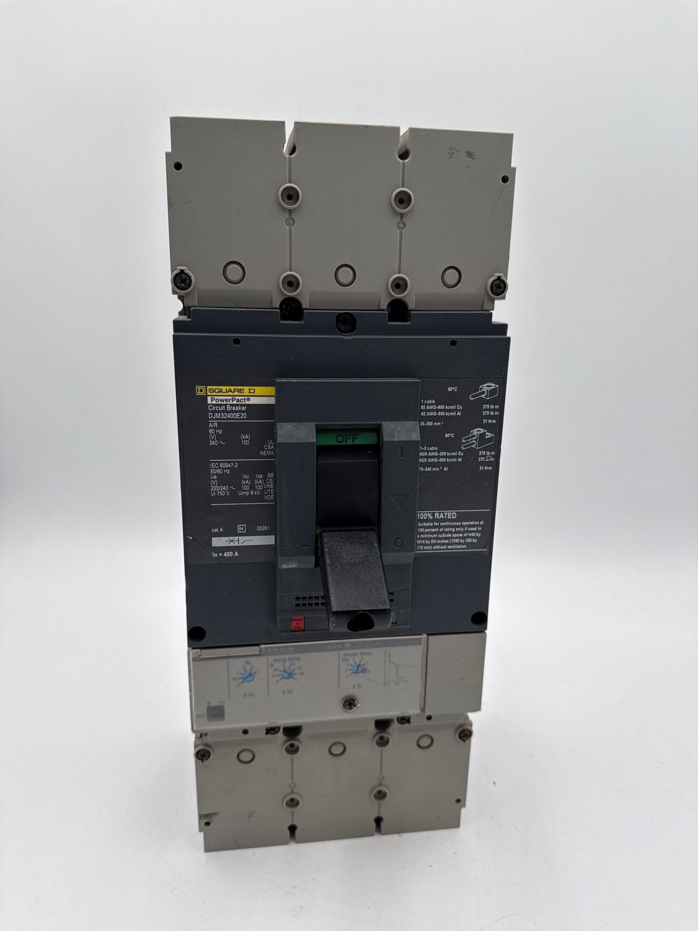 Square D DJM32400E20 Circuit Breaker 400A 3P 240V PowerPact 400 Amp 3 Pole Used