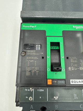 Square D HDA36070 I-Line Circuit Breaker 70A 3P 600V HDA PowerPact 70 Amp New