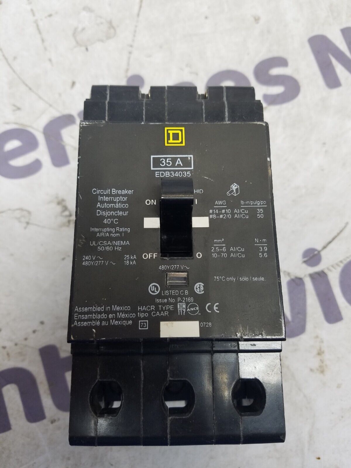 Square D EDB34035 Used