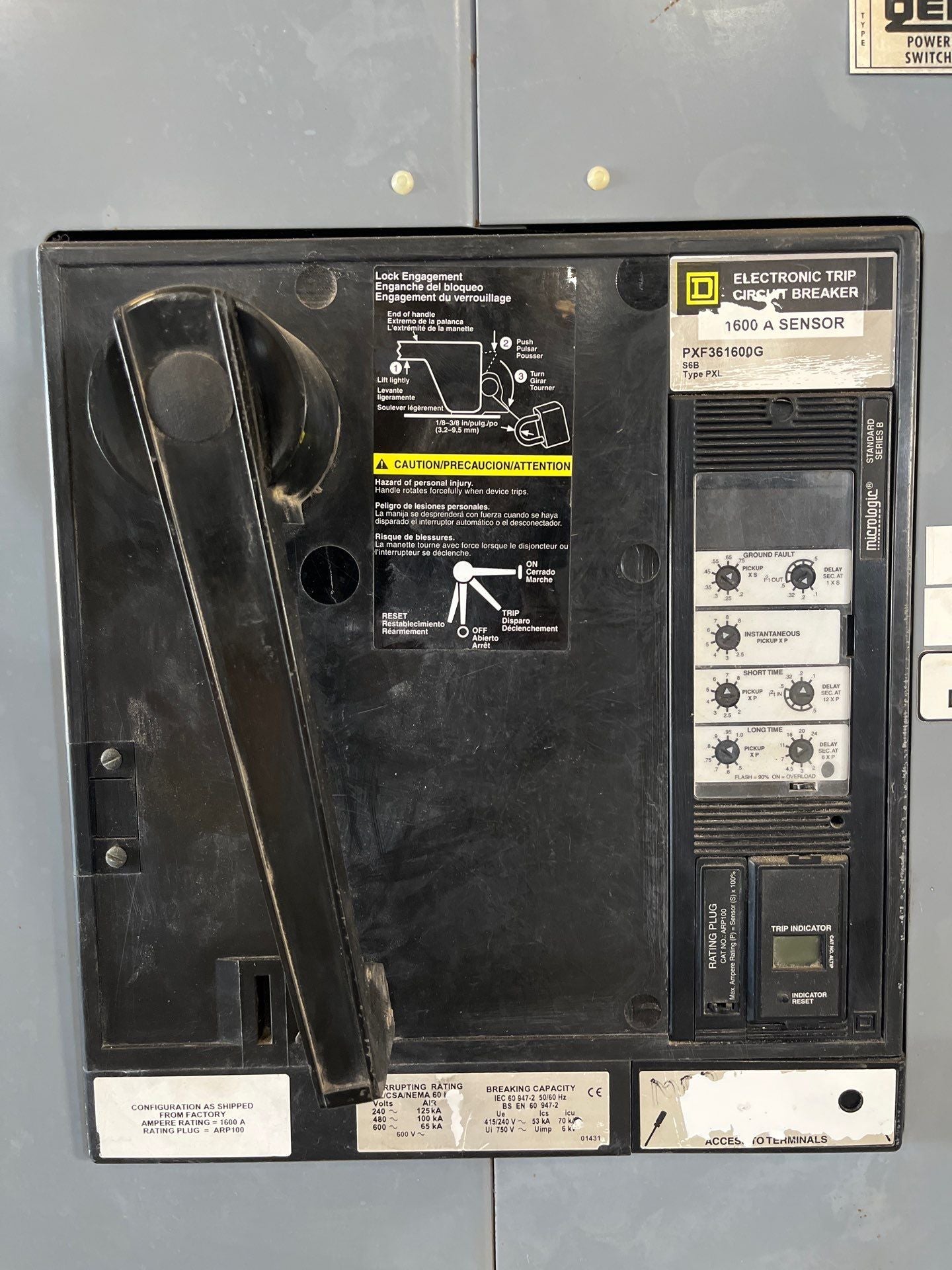 Square D QED Switchboard 1600A 480/277V 3PH 4W MCB PXF361600G LSIG Ground Fault Used