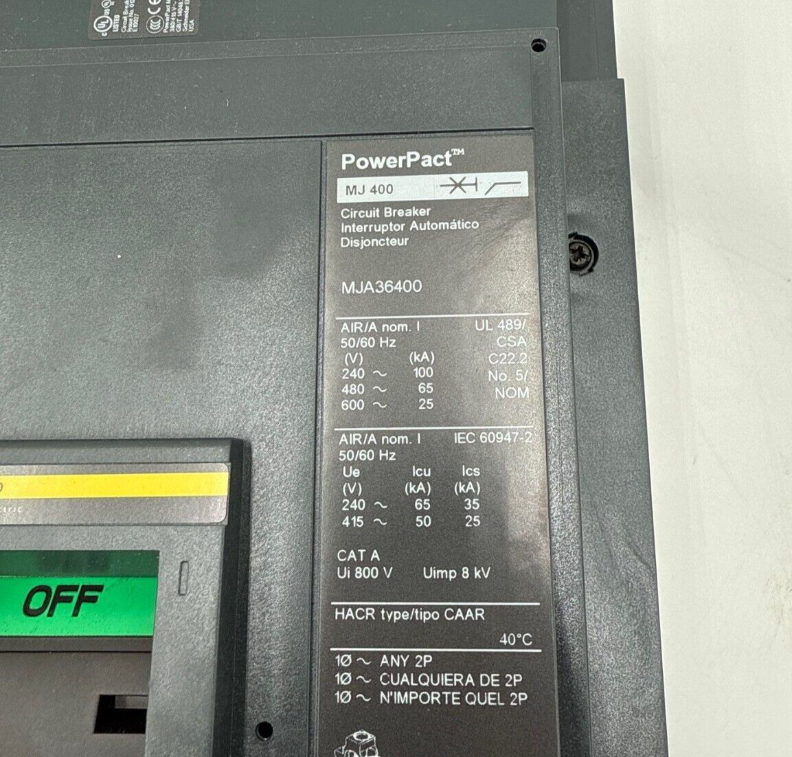 Square D MJA36400 Used