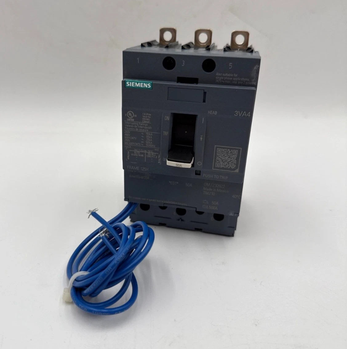 Siemens 3VA4150-6ED34-0AA0 Circuit Breaker 50A 3P 600V 3VA9978-0BL32 Shunt Trip New