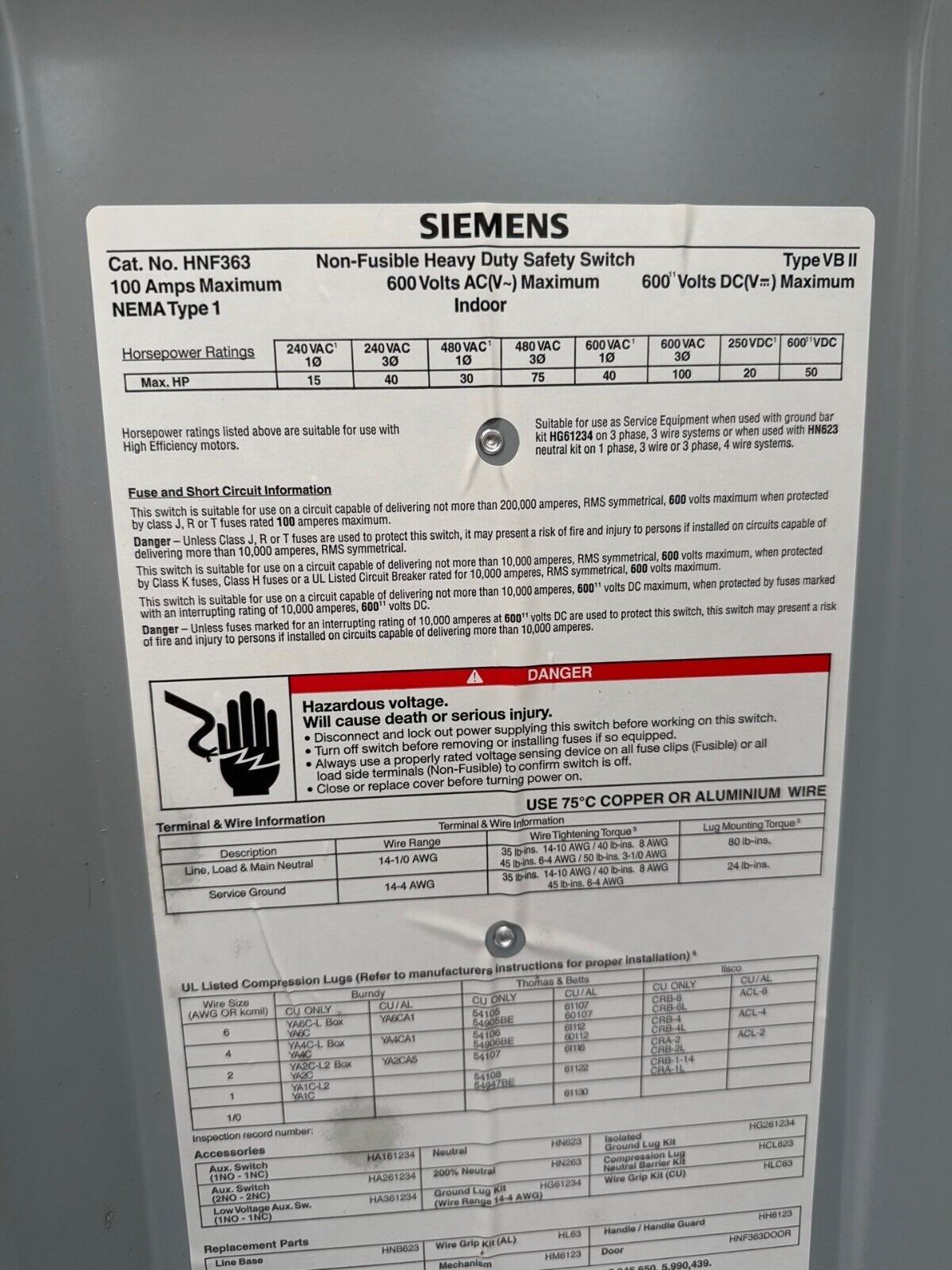 Siemens HNF363 Used