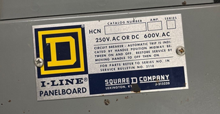 Square D HCN 225 Amp 3 Phase 4 Wire 480/600 volt I-Line MLO Panelboard P266 Used