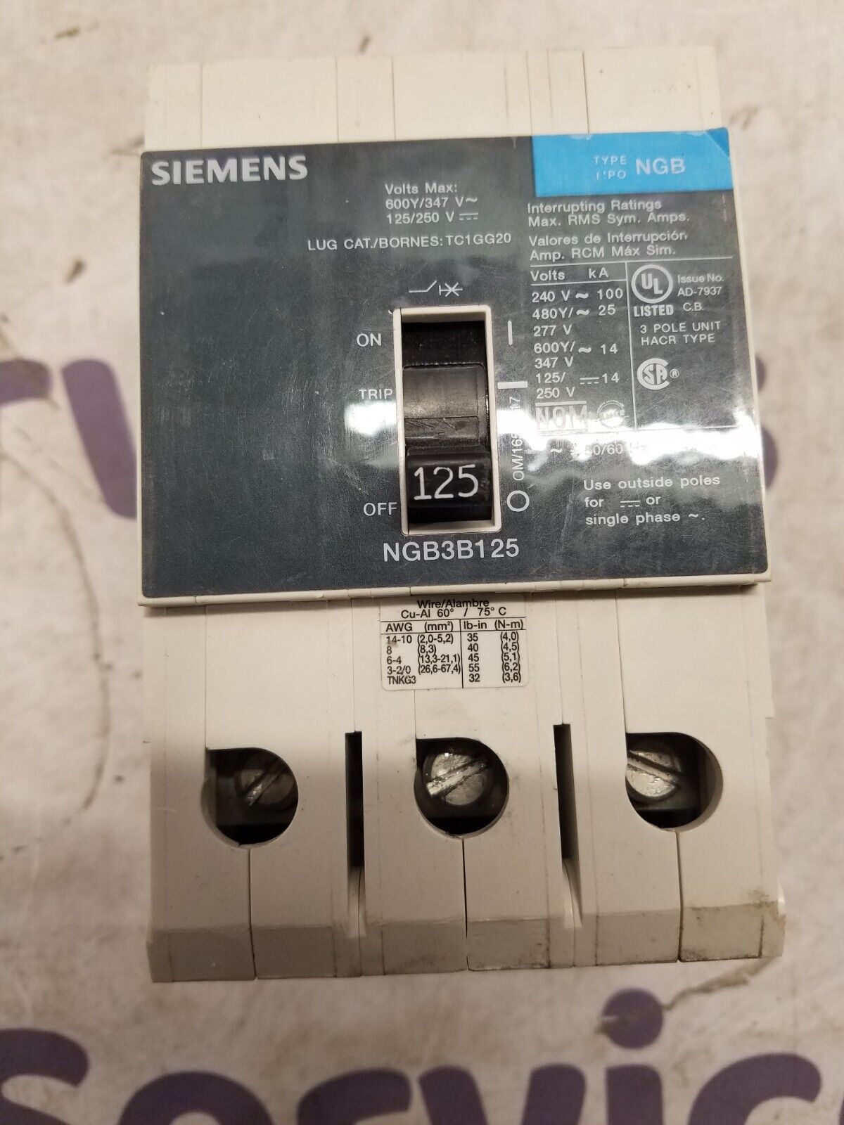 Siemens NGB3B125 Used