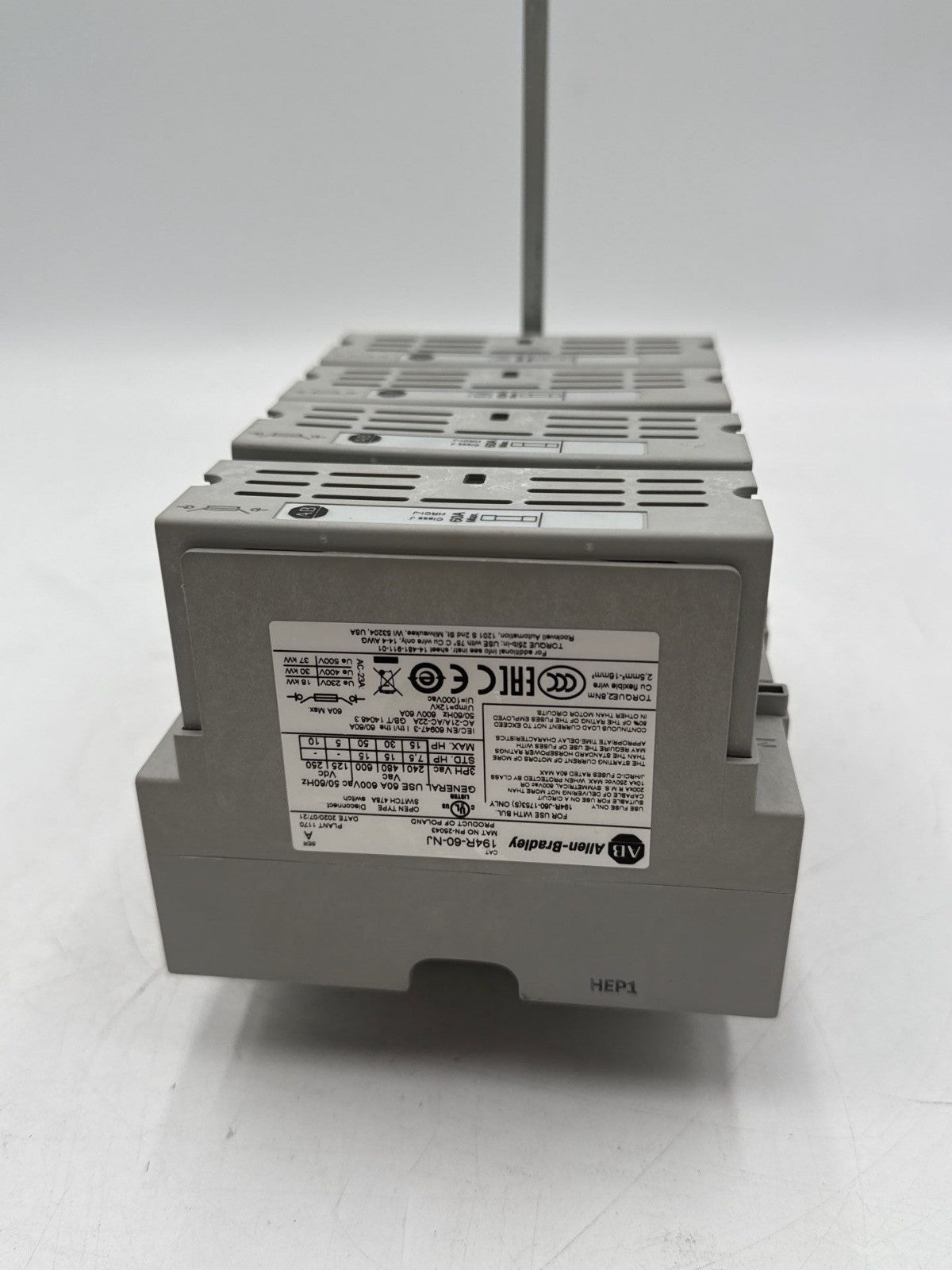 Allen Bradley 194R-J60-1753 Fusible Disconnect Switch 60A 3P 600V Handle 194R-PY Used