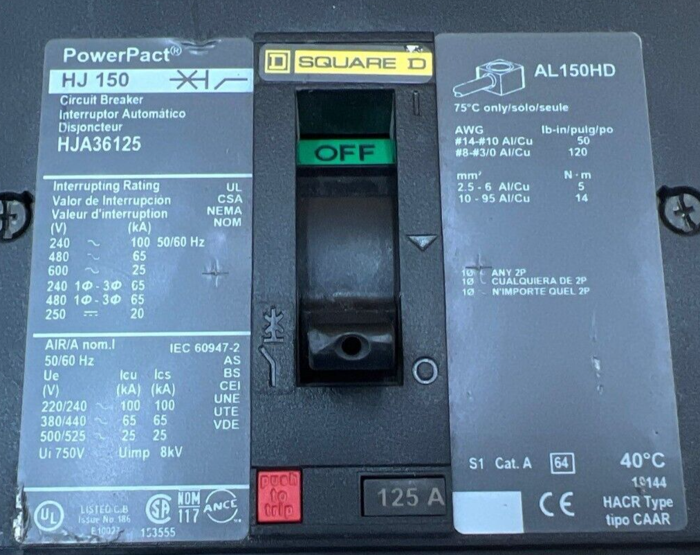 Square D HJA36125 Used