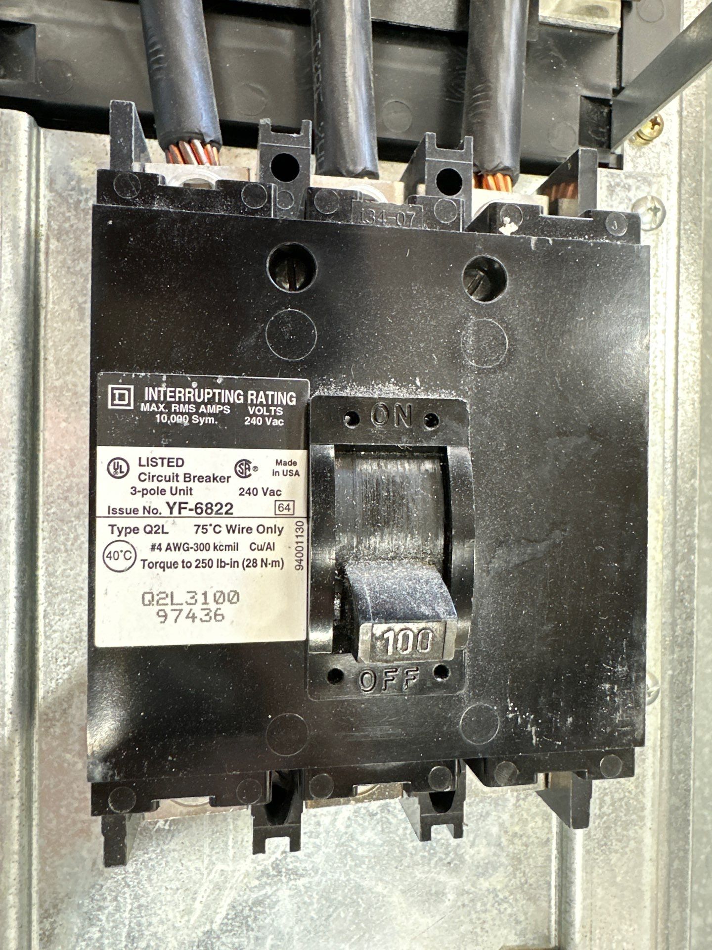 Square D NQOD442M225 Panelboard 225A 208/120V 3PH MCB Panel Indoor 225 Amp P337 Used