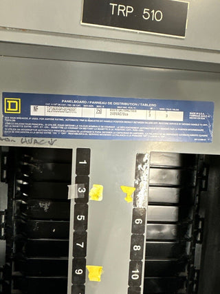 Square D NF Panelboard 250A 600V 3PH 4W MLO 42 Cir Main Lug Indoor 250Amp NEMA 1 P370 Used