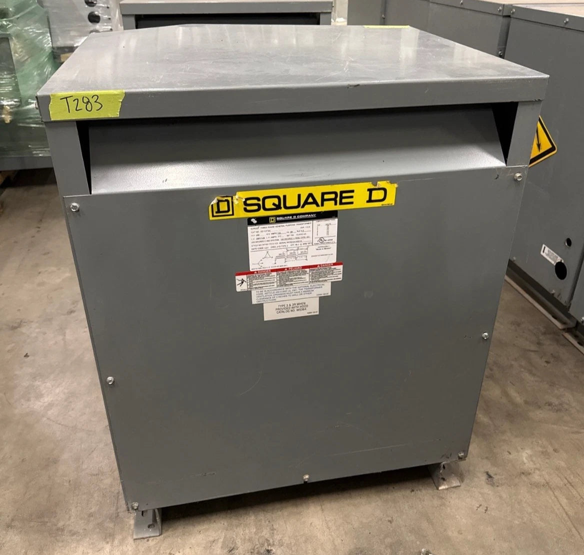 Square D 112.5KVA EE112T3H 3PH Transformer Pri 480V Sec 208Y/120V Indoor T283 Used