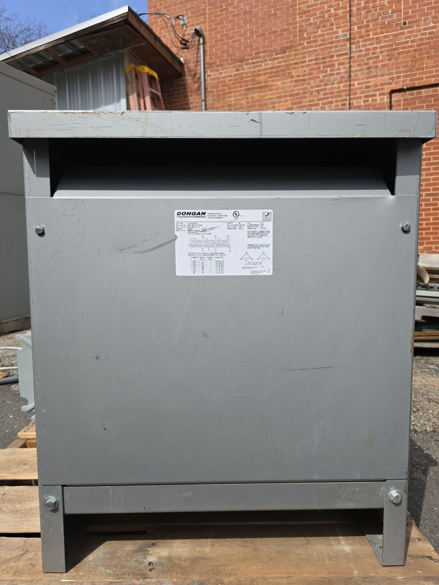30KVA Dongan 73-6230SH Transformer Pri 480V Sec 240V 3PH 3R Encl Outdoor Used