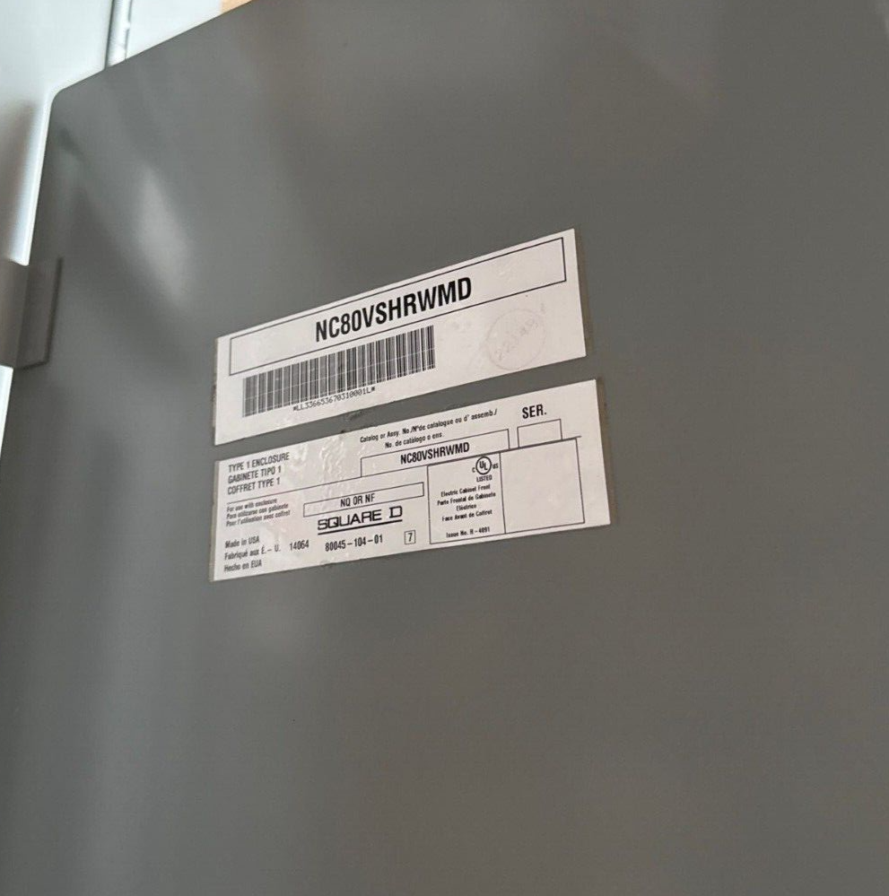 Square D NQ Panelboard 300A 208Y/120V 3PH 4W 72 Circuit Indoor Encl MLO MH80BE P630 Used