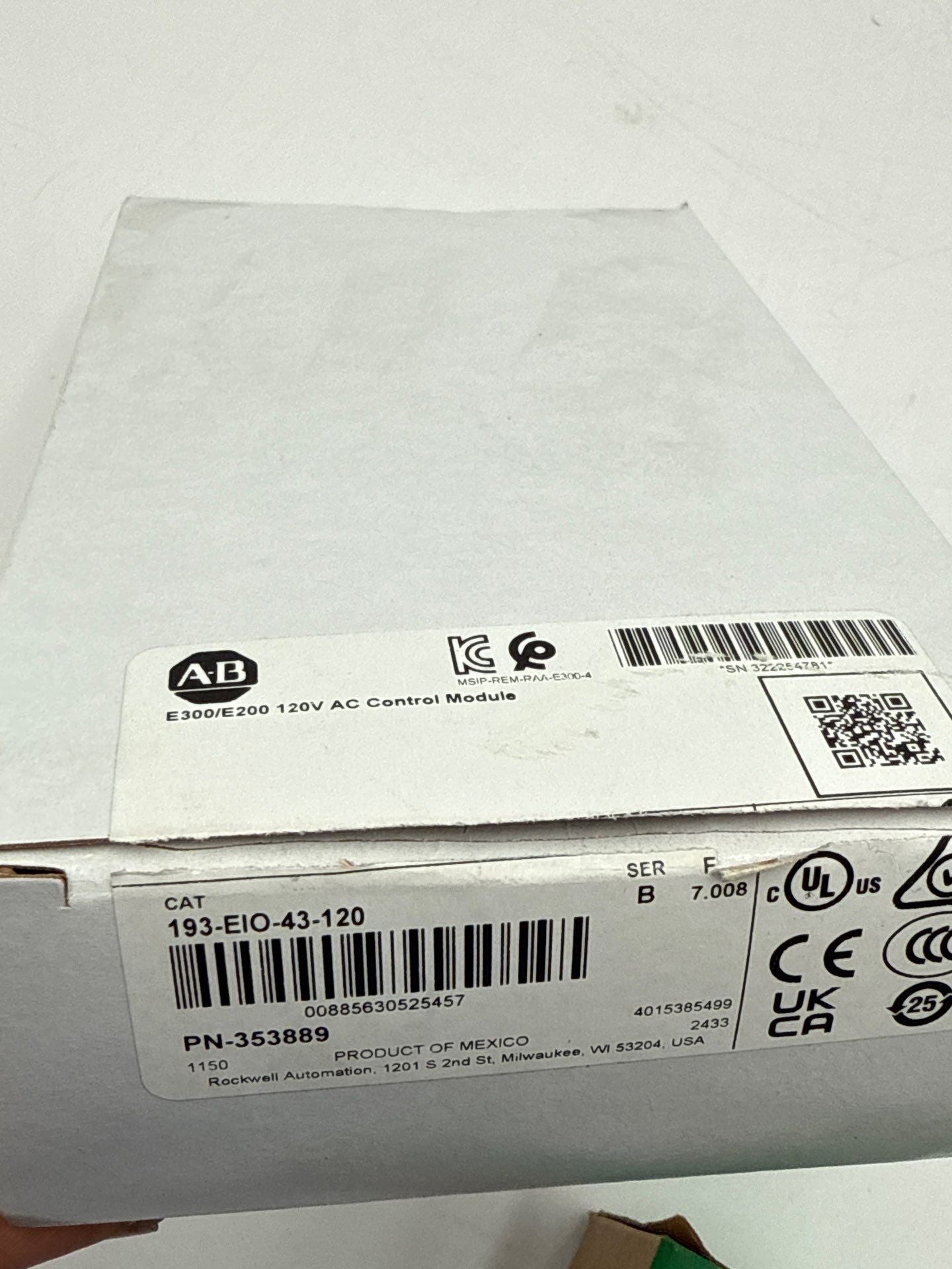 Allen Bradley 193-EIO-43-120 Ser B E300 Overload Protection Relay Control Module New