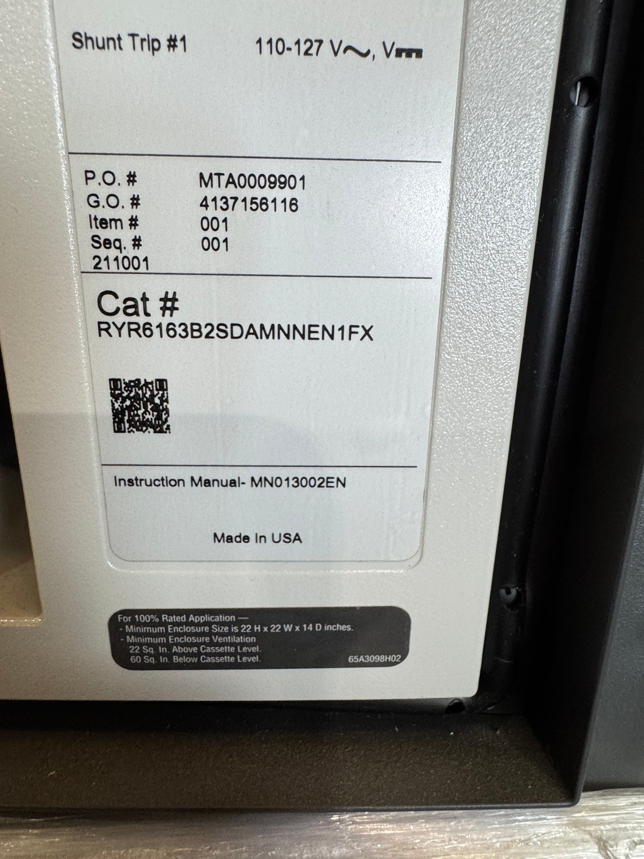 Eaton RYR6163B Circuit Breaker 1600A 3P 600V LSIG Maintenance Mode Trip PXR25 New