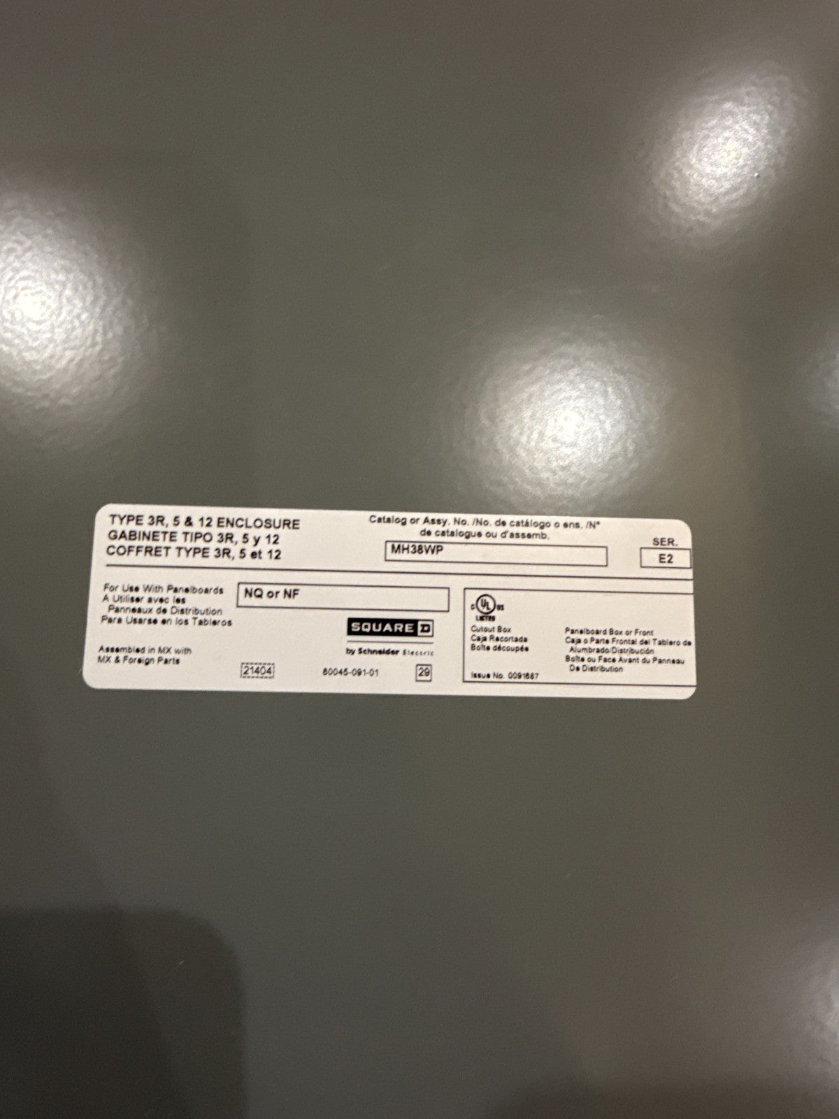 Square D NQ442L2C Panelboard 225A 240V 3PH 4W 42 Cir MLO 225 Amp Panel 3R Encl New