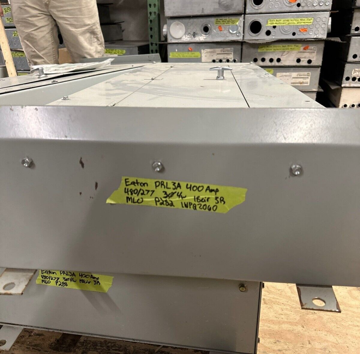 Eaton PRL3A Panelboard 400A 480Y/277V 3PH 4W Main Lug 3R Outdoor Encl MLO 18 Cir P282 Used