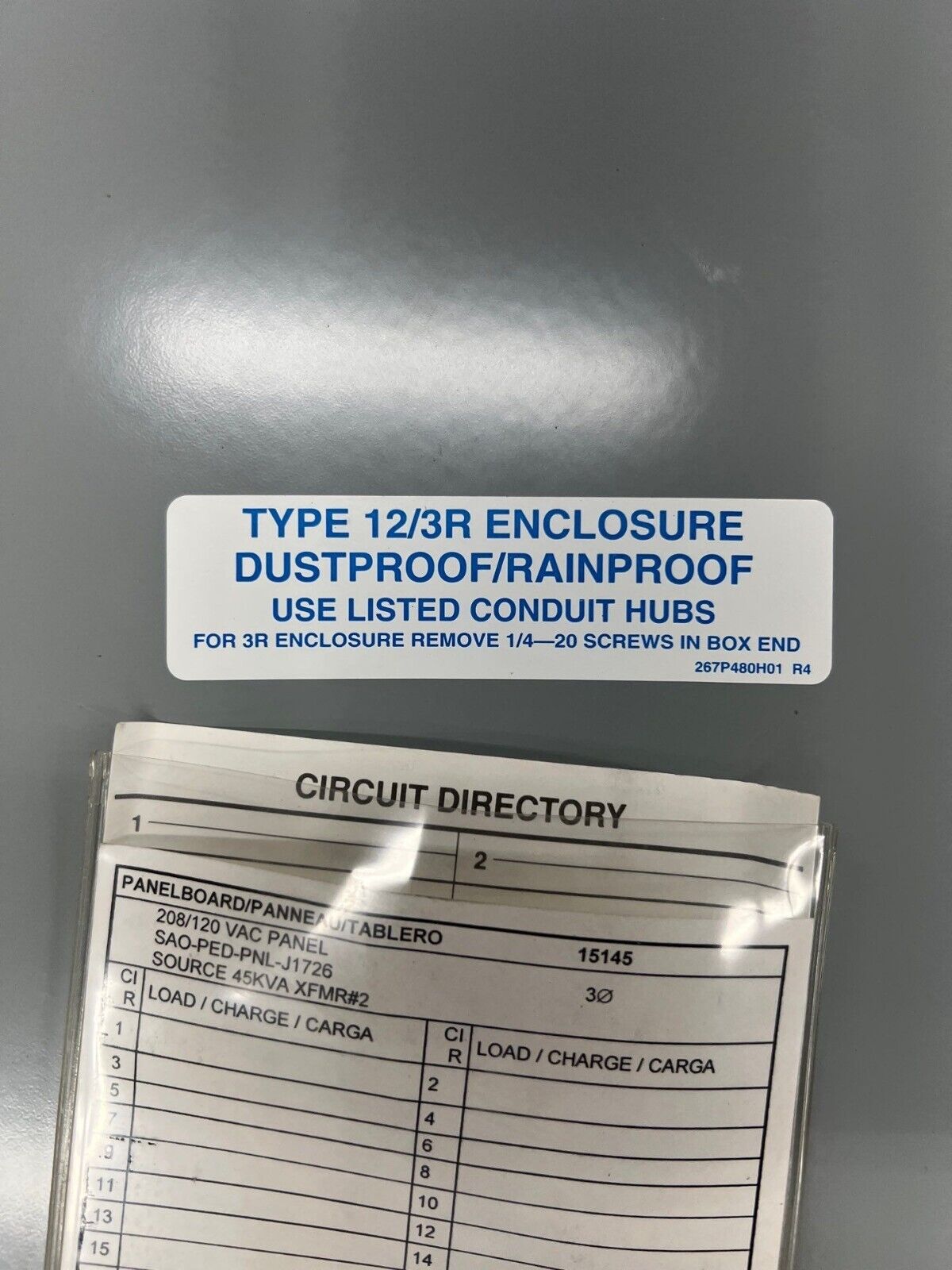 Eaton PRL1A PowRLine Panelboard 225A 208Y/120V 3PH 4W 3R Outdoor Encl MCB ED3150 P640 Used